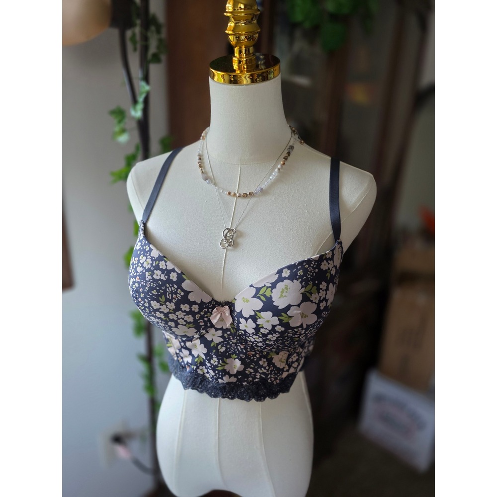 Adore Me || Floral Lace Trim Longline Bustier Bra || Size: 36D ||